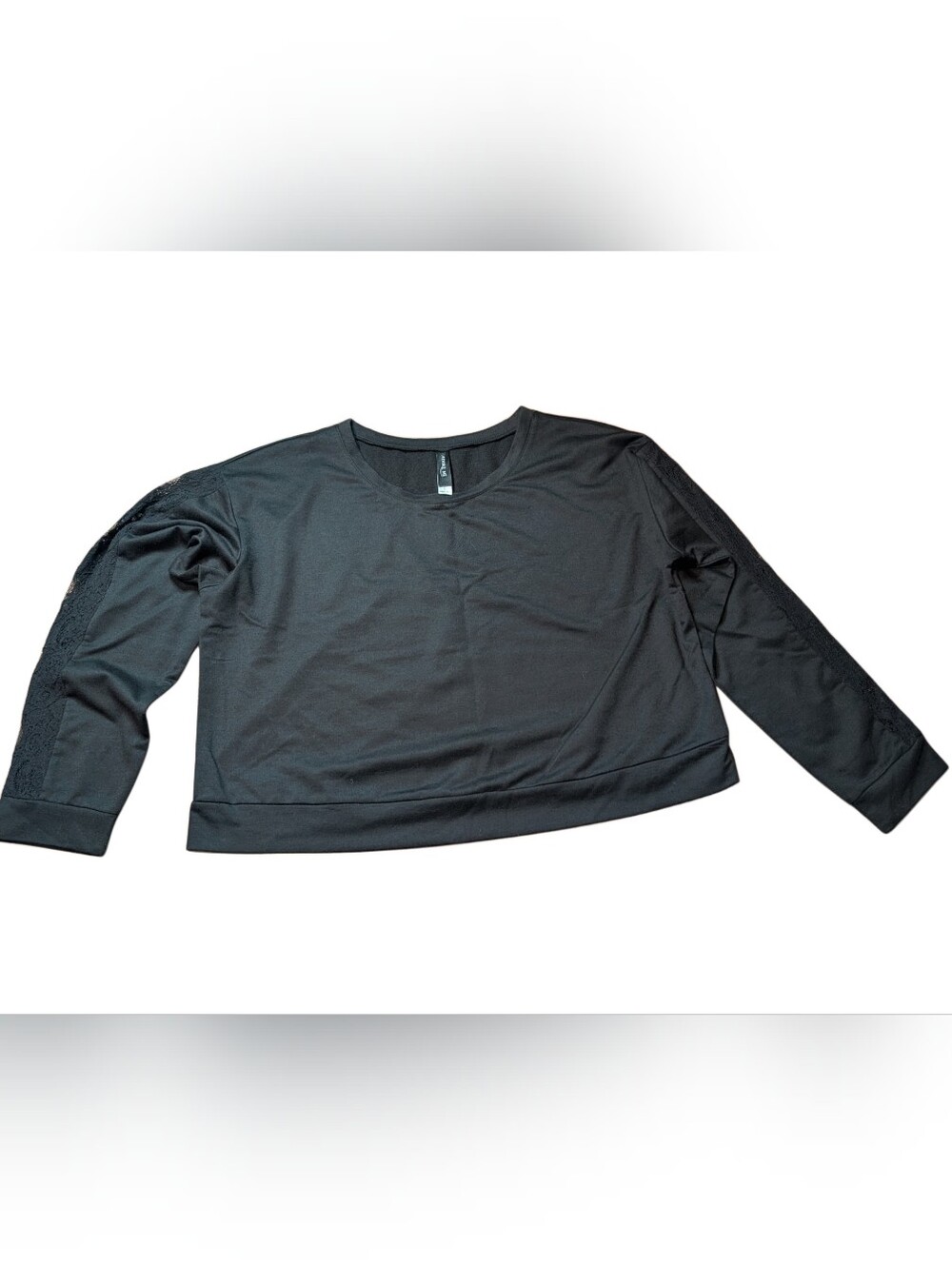 Black Long-Sleeve Crewneck Top - Women's